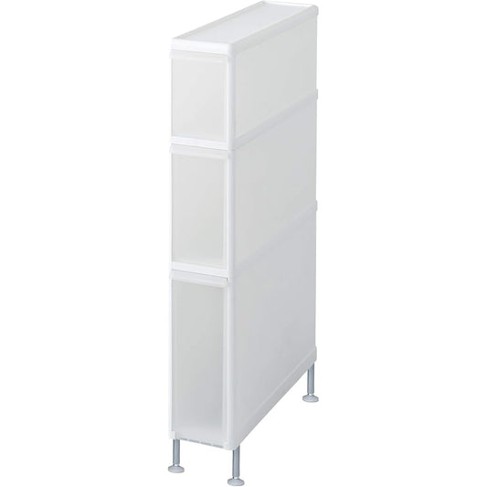Like-it Laundry Storage Gap Stocker that Straddles Levels, 3 Tiers, Approximately Width 15.5 x Depth 46.5 x Height 92-94.5cm, Polypropylene, White, Made in Japan FTS-111A