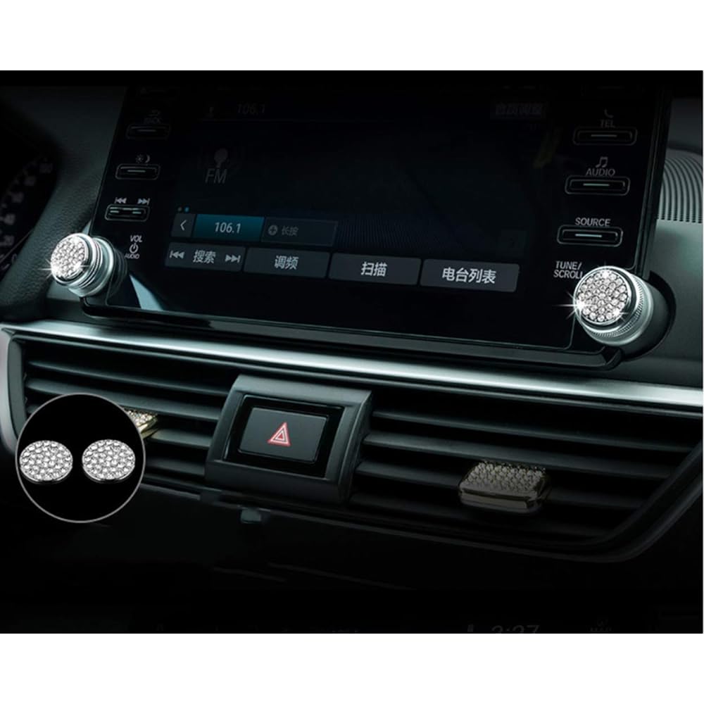 HAILWH Interior Accord Accord Inspire Sports EX-L Touring Sedan 2018-2019 3D Rhinestone Nob Cover Applique Cover Multimedia Knob Cover (2PC/Set) BTXZ002