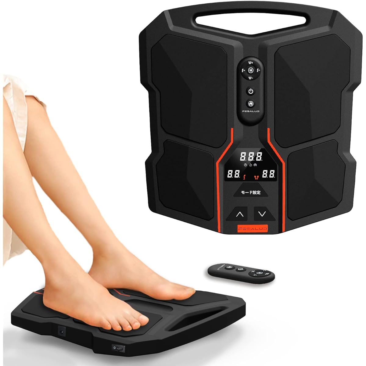 EMS foot trainer with 25 training modes, auto mode, 60 intensity levels, 3-level heating function, and remote control. For elderly people and workers who lack exercise, it relaxes the muscles and has Japanese instructions [genuine product]