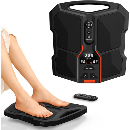 EMS foot trainer with 25 training modes, auto mode, 60 intensity levels, 3-level heating function, and remote control. For elderly people and workers who lack exercise, it relaxes the muscles and has Japanese instructions [genuine product]