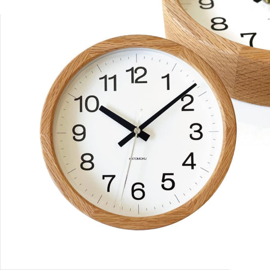 KATOMOKU Muku Clock 16 Oak Wall Clock Continuous Second Hand km-108OA φ220mm (Oak Radio Wave)