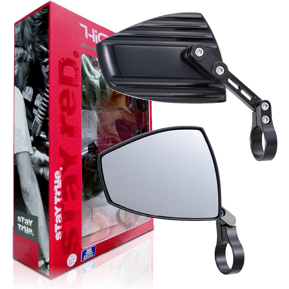 Daytona HIGHSIDER Motorcycle Bar End Mirror Left and Right Set with Angle Adjustment Function Compliant with New Safety Standards ECE Standard Clear Wave Black 16828