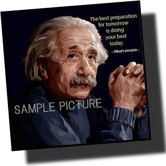 Albert Einstein Design B Overseas Celebrity Graphic Art Panel Wooden Wall Hanging Interior Poster