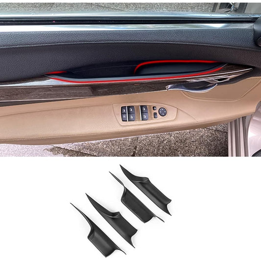 TKREENO car door handle cover BMW 7 series F02 2009-2015 740LI 750LI 760Li Interior apple handle protection decoration cover (black)