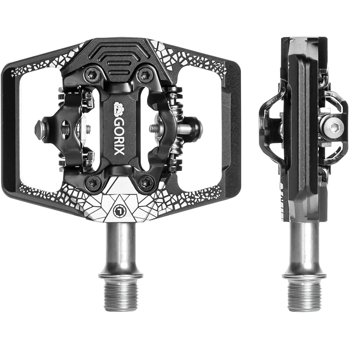 GORIX Bicycle Pedal Binding Pedal Double-sided Binding Pedal 3 Bearings Smooth Rotation Fixed Adjustment Cleat Included (GX-PM160) Road Bike MTB Fixed Pedal Cycle Pedal