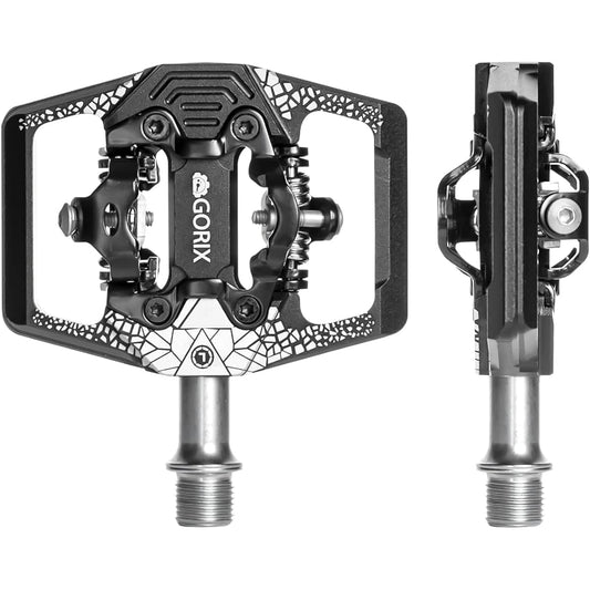 GORIX Bicycle Pedal Binding Pedal Double-sided Binding Pedal 3 Bearings Smooth Rotation Fixed Adjustment Cleat Included (GX-PM160) Road Bike MTB Fixed Pedal Cycle Pedal