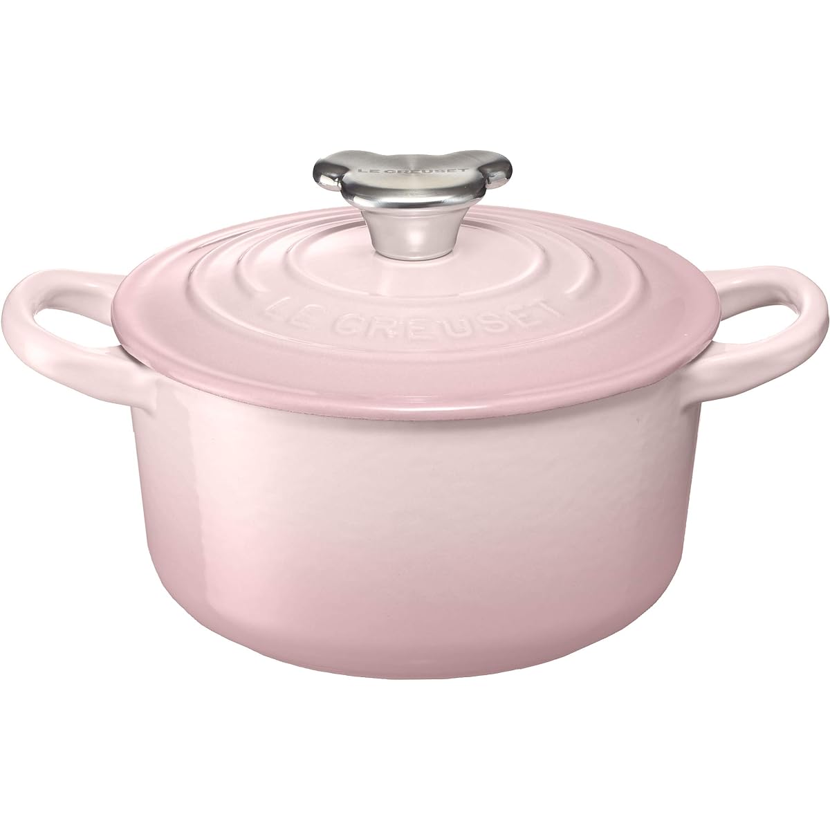 Le Creuset Cast Enamel Pot Cocotte Ronde Bear Knob 14 cm Shell Pink Gas IH Oven Compatible [Authorized Japanese Product]