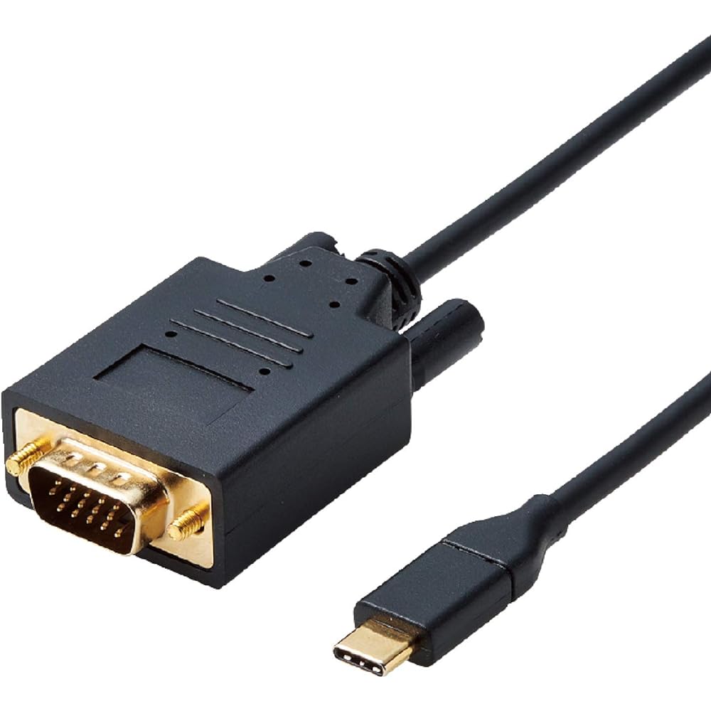 ELECOM Conversion Cable Type C & VGA [For Displays, TVs, Projectors, etc.] Compatible with iPhone 15 (1920 x 1080) Triple Shielding to Protect from Noise 1 m Black AD-CVGAPDBK