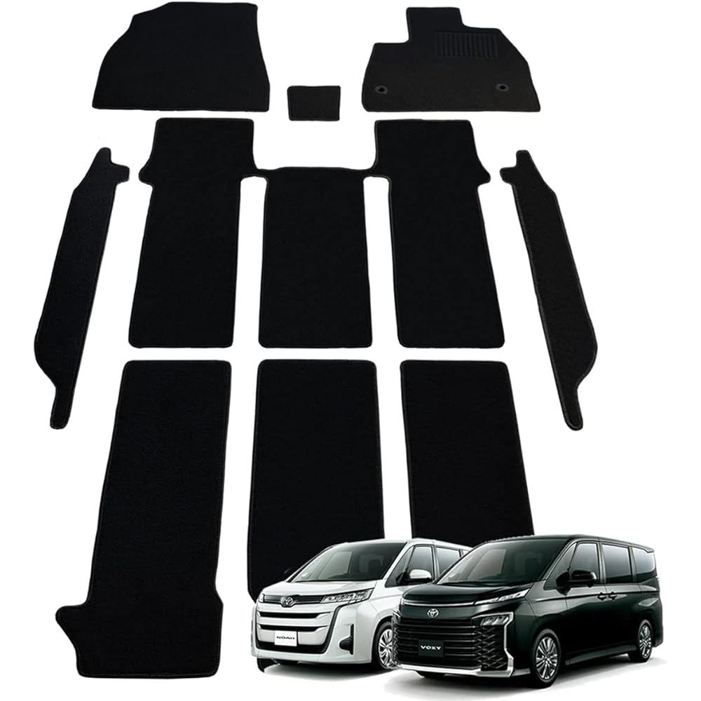 Fenice Car Mat Floor Mat Step Mat Set Domestic Production (Toyota Noah Voxy 90 Series) <For Hybrid Vehicles/7 Seaters/Large Center Console> Black Non-Slip Shape Resistant to Slip Car Mat (Car Parts Specialty Store)