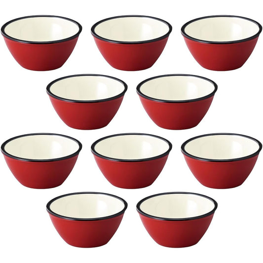 Taiwa Bowl Plate Melamine Tableware Dishwasher Safe Crimson Red 9cm 130ml Set of 10 Enamel Style Scandinavian Color Stackable Outdoor Camping Commercial Use Made in Japan Torico HR-9-R