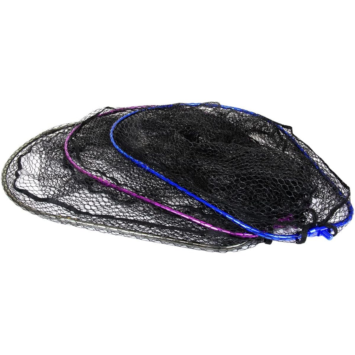 Four-fold landing net L Blue/Gunmetal/Purple Oval Frame (ori-9514)
