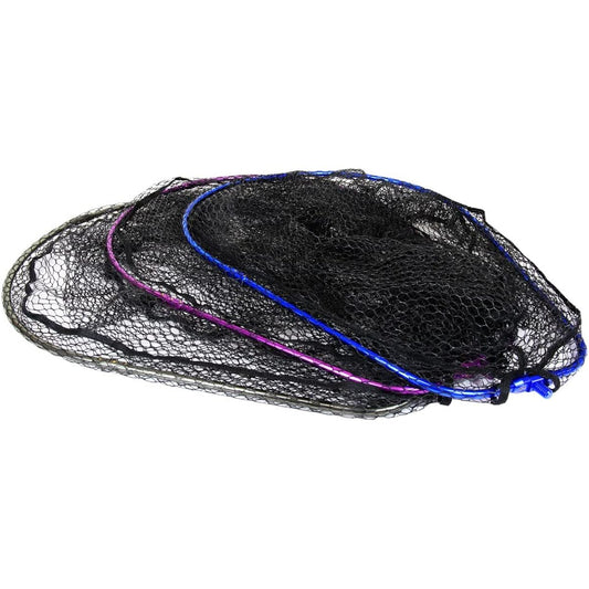 Four-fold landing net L Blue/Gunmetal/Purple Oval Frame (ori-9514)