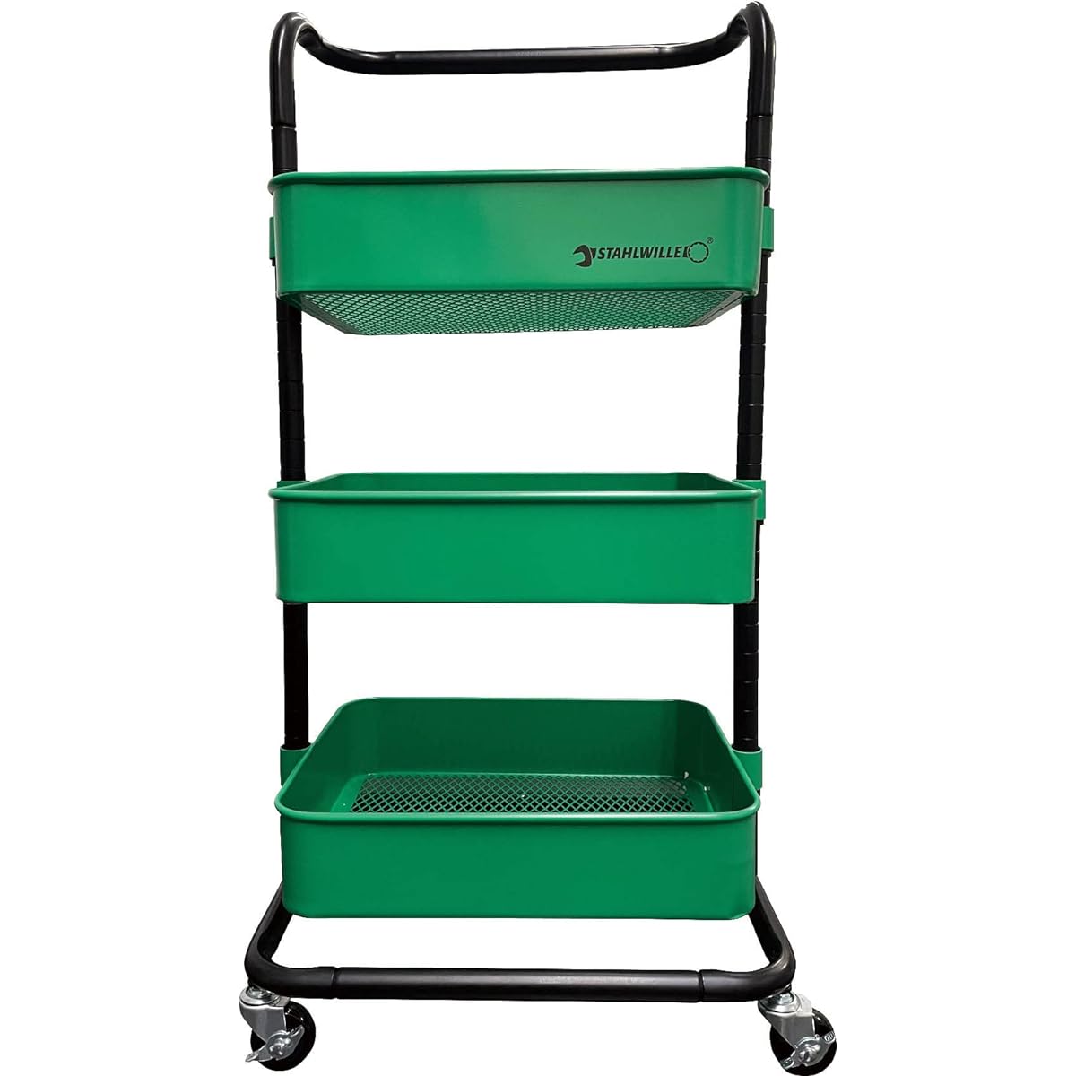 STAHLWILLE Storage Shelf Height Adjustable Mobile Rack Three Tier Steel Rack with Casters Green 9197-0110JP