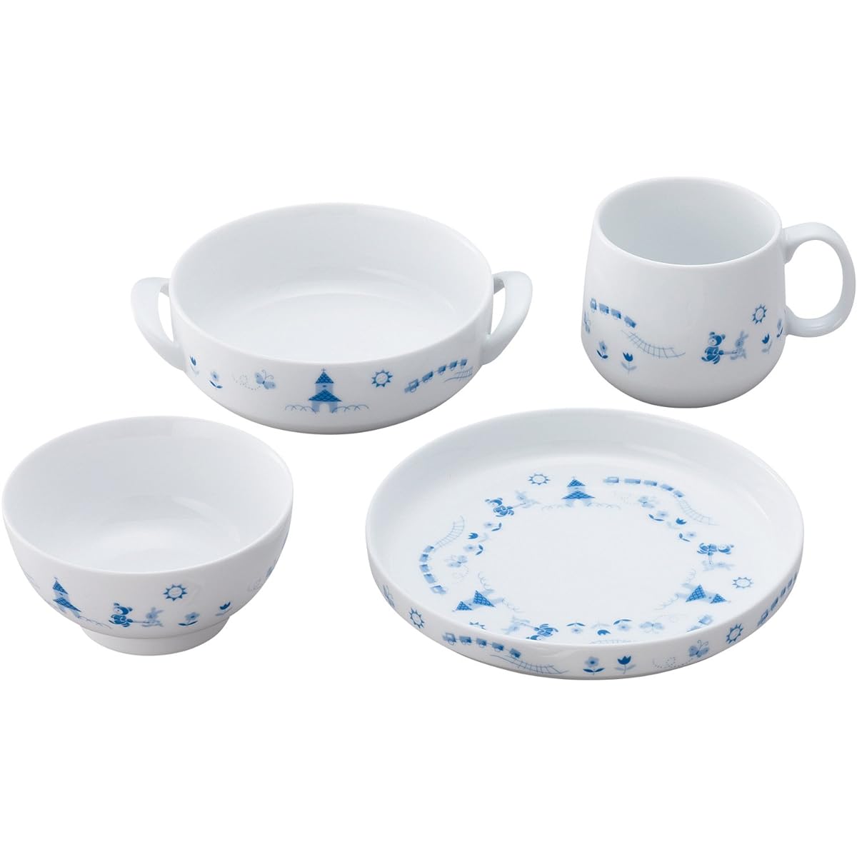 Noritake Plate & Handheld Bowl & Rice Bowl & Mug Set Plate: 16cm 300cc Bowl: 16cm 370cc Rice Bowl: 230cc Mug: 245cc Light Step Microwave Safe Dishwasher Safe 4 Pieces Blue Fine Porcelain (Reinforced Porcelain) Y4817/5002R