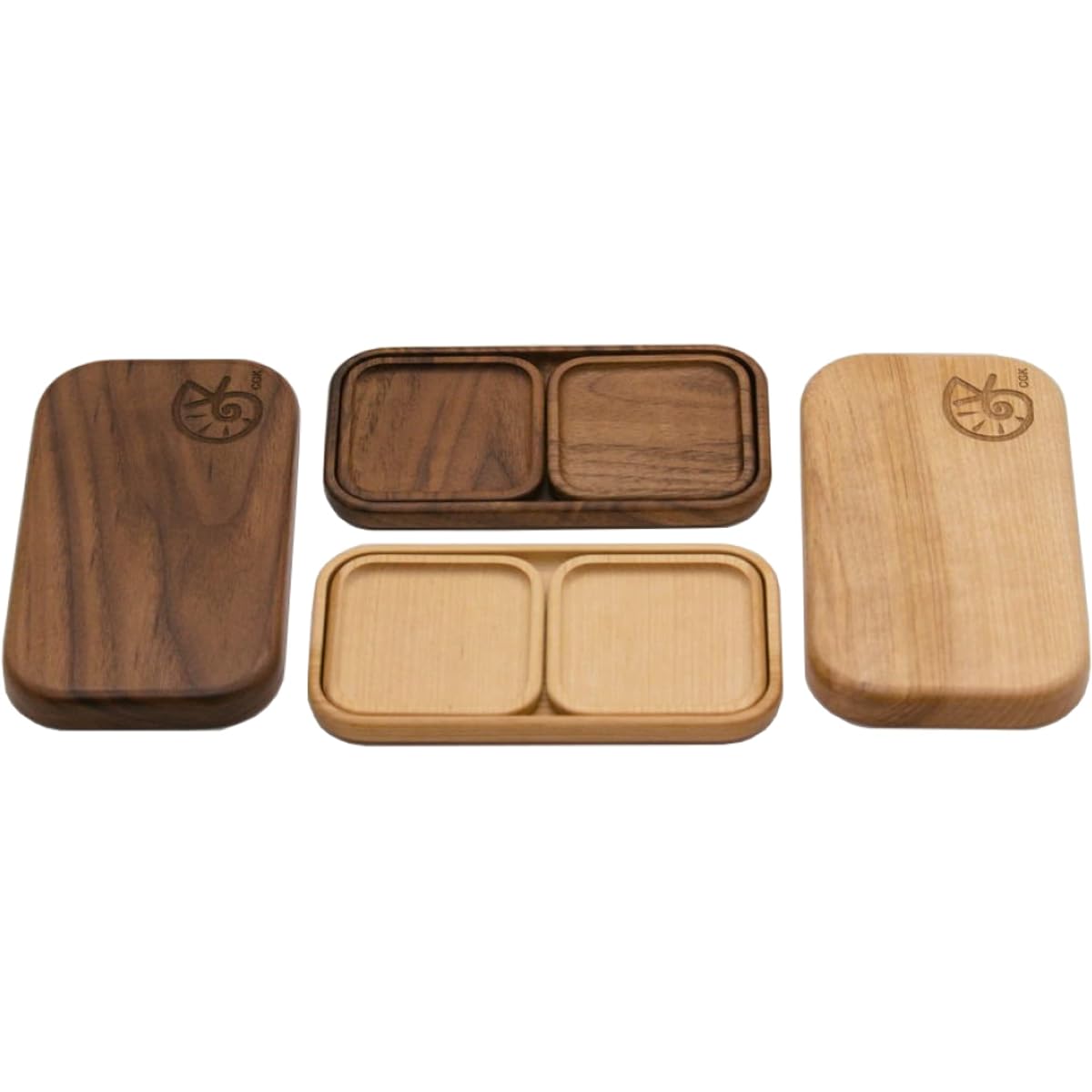 CGK Wooden Stacking Tableware 4 Piece Set Made in Japan Mestin Storage (Walnut)