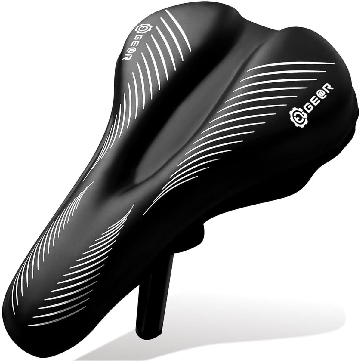 (Geator) Saddle Cover Thick and Fluffy Low Repulsion + High Repulsion Bicycle Waterproof No Butt Pain Cushion Road Bike Cross Bike Ultra Thick Anti-Slip PU Fabric Black