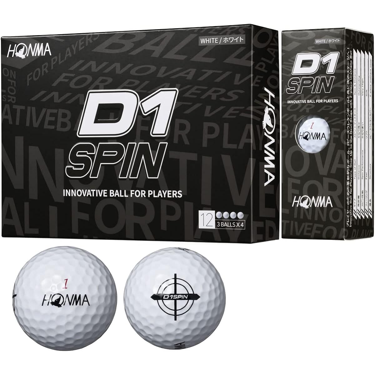 Honma Golf HONMA Ball D1 SPIN Ball 1 Dozen (12 pieces)