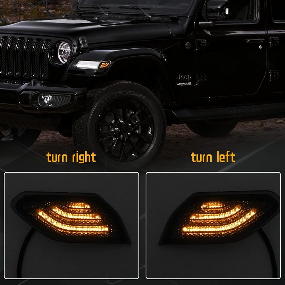 KMFCDAE LED Front Fender Side Marker Light Winker Lamp Jeep 2018-2022 Wrangler JL JLU & 2020-2022 For Gladiator JT Trucks