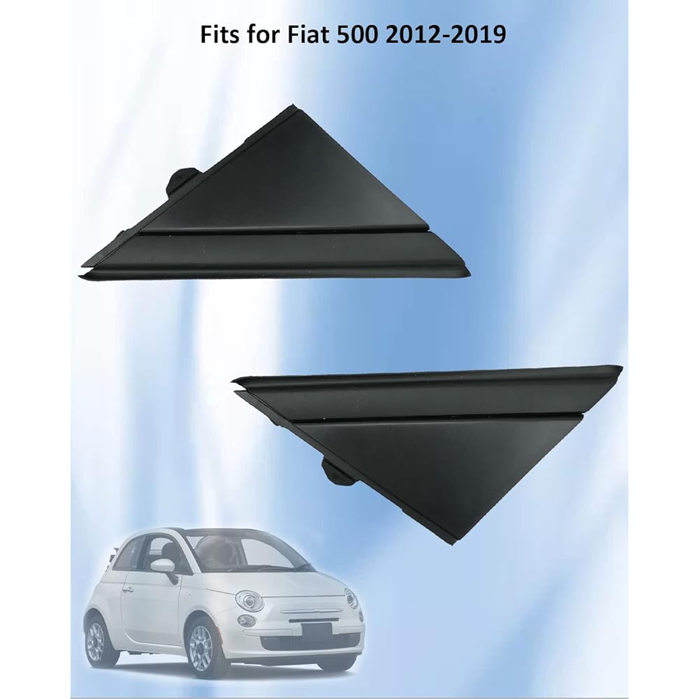 2 Pack Fiat 500 Door Miller Flag Cover Molded Plastic Accessories 2012-2019 1SJ85KX7AA 1SD00KX7AA Left Driver & Right Seat side Black decorative replacement
