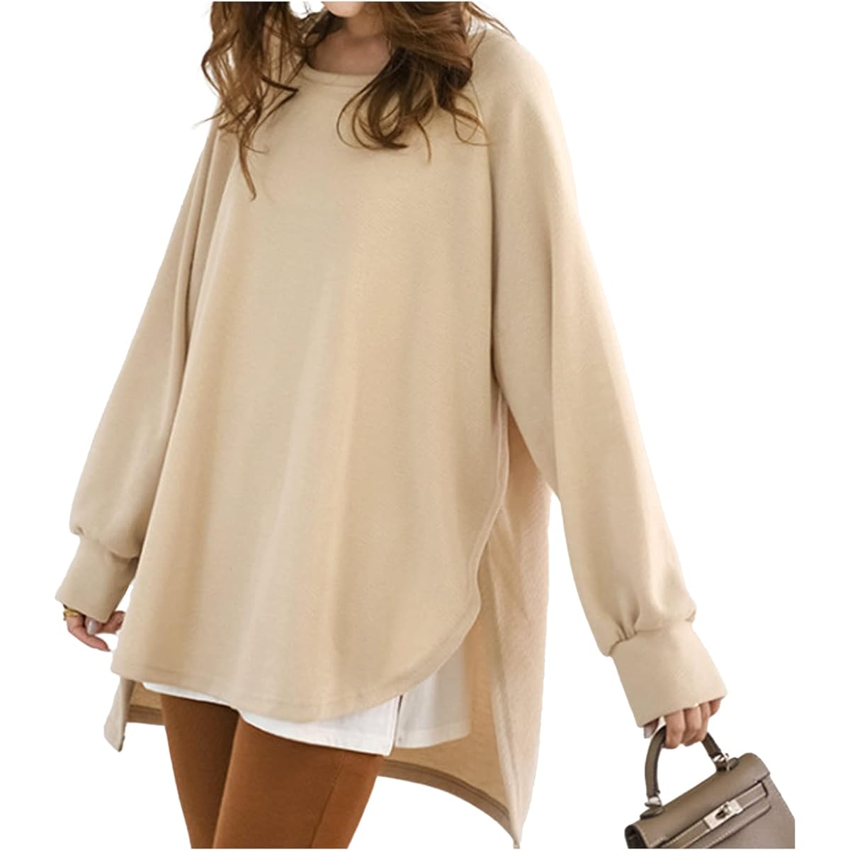 [Famy] [Suitable for layering] Sweatshirt, Women's Tops, Spring, Large, One Size Fits Most FM203