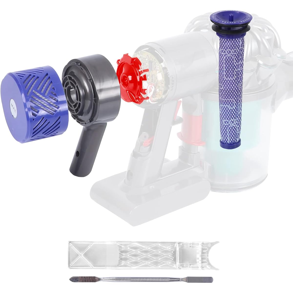 Motor Filter + Pre & Post HEPA Filter Set Replacement for Dyson V6 DC58 DC59 DC62 DC72 DC74 SV03 SV04 SV05 SV06 SV07 SV08 SV09 Vacuum Cleaner Upgrade Filter Replacement Parts