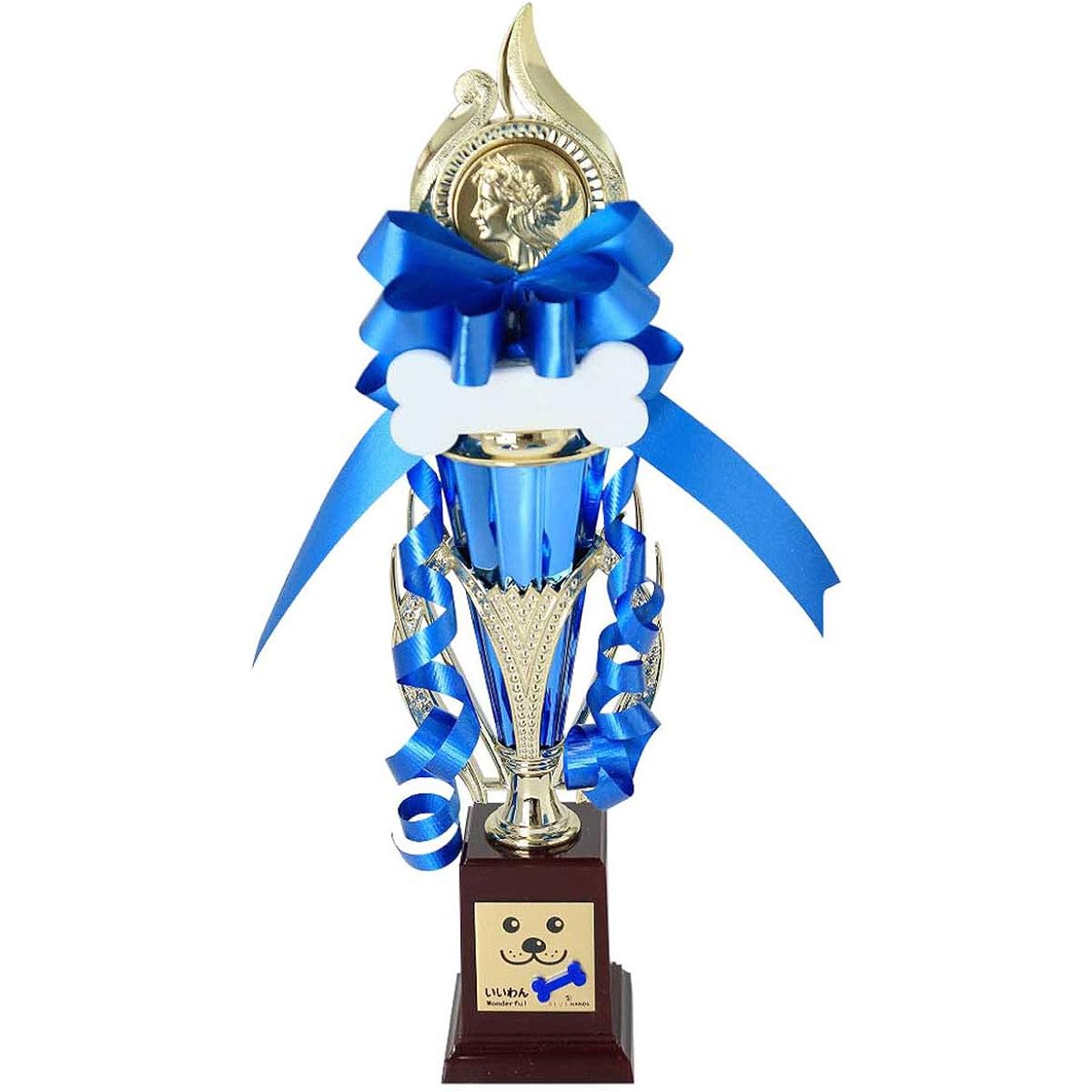 Trophy with text TV8905G (Like/Dog) 34cm For winning various sports and cultural tournaments! A great reward for children and women! Also includes a handwritten red ear pennant ribbon with a bone-shaped badge and a silver plate!