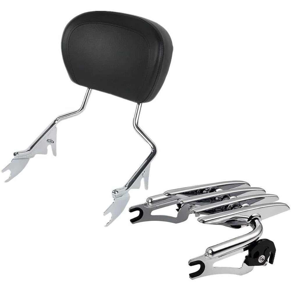 SLMOTO Detachable Backrest Sissy Bar + Detachable Stealth Luggage Rack for Harley-Davidson Touring Models 2009-2023