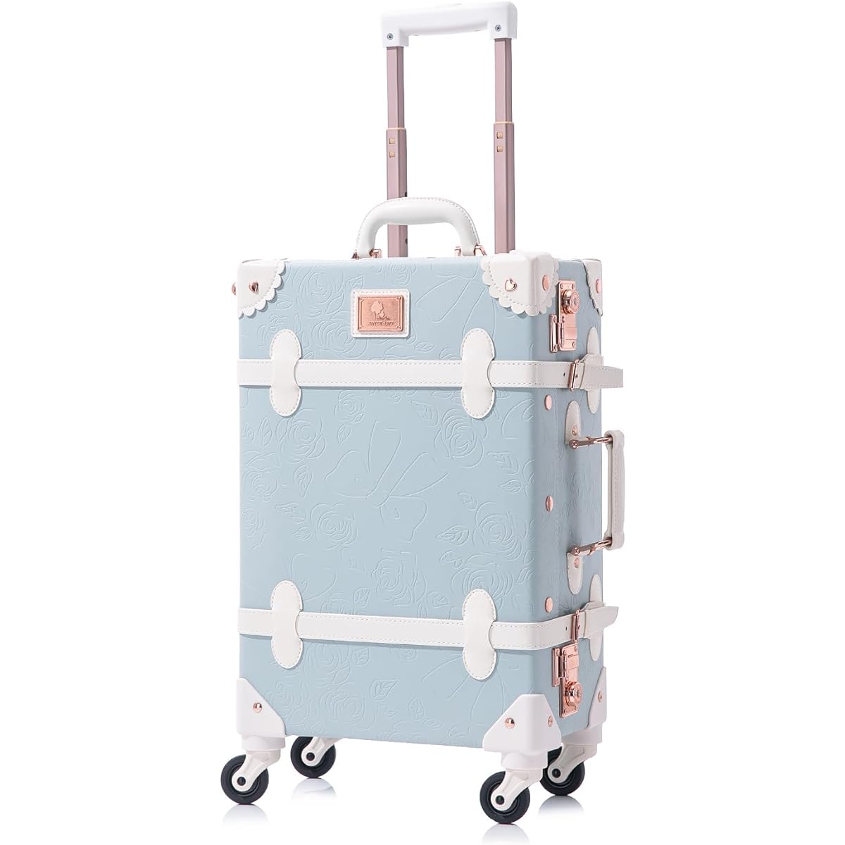 [Uniwalker] Suitcase Carry Case Cute Carry Bag Stylish Cute Retro Silent Four Wheel TSA Lock 29L Girls Travel Handmade Trunk Case School Trip