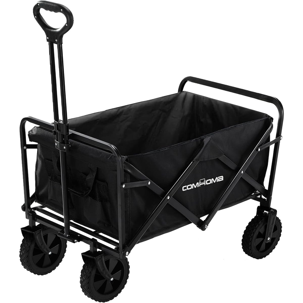 COMHOMA Carry Wagon Load Capacity 120kg Large Capacity 150L Black Lightweight Outdoor Camping Leisure Shopping Cart Dog Cart Luggage Carrying Cart Compact Multifunctional Assembly Required Folding Outdoor Wagon