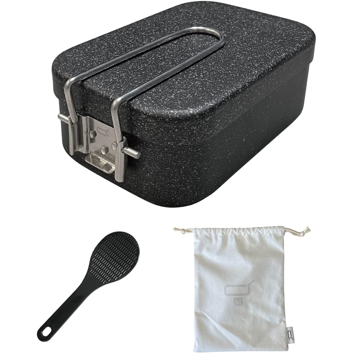 d+ Mestin (2-piece size / 3-piece set) Marbled, non-burning (mini rice scoop/storage bag included) Weight / 316g (locking handle)