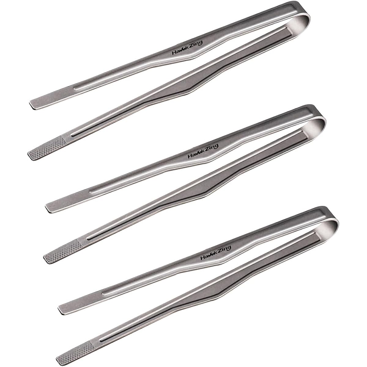 Hawk Zing Titanium Tongs, Yakiniku Tongs, Rust-Free, Heat Resistant, Antibacterial, Lightweight, Anti-Slip, BBQ, Camping, Barbecue (3 Pieces, S, Titanium Color)