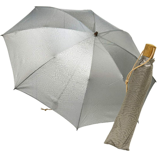 Nouvel Japonais Folding Parasol, Made in Japan, Sputtering Material, Men's, Women's, Lightweight, Light Blocking, Heat Blocking, UV Protection, silvery grey