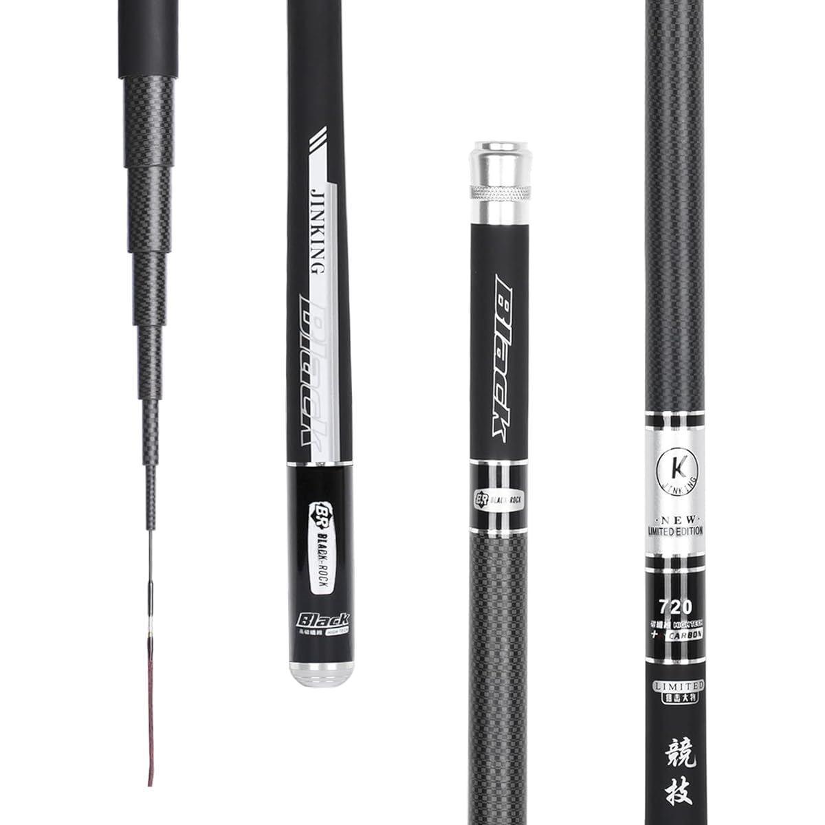 JINKING Mountain Stream Rod, Fishing Rod, Carbon Rod, Closing Dimensions 72cm, Ultra Lightweight, Super Hard Tone, All-Purpose Small Joint, Compact Extending Rod, All-Purpose Rod for Large, Medium and Small Fish, 360/450/540/630/720