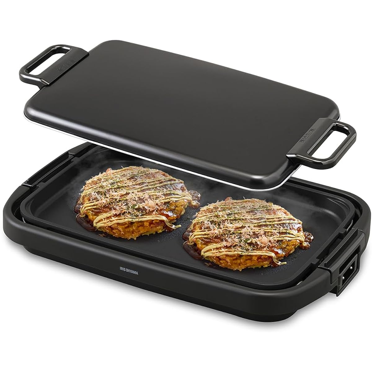 Iris Ohyama Hot Plate Large Wide 1 Plate (Flat Plate) Large Size with Lid SWHP-011-B Black
