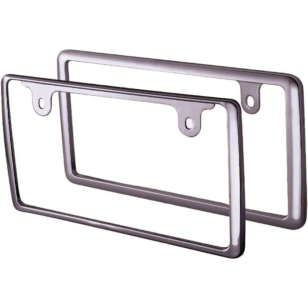 SEIWA Exterior Car Accessories License Plate Frame Front & Rear Set Metal Black (Metal) K418 Front and Rear 2 Pieces