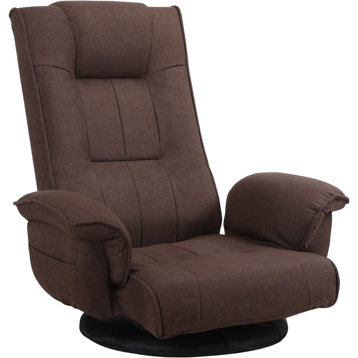 Kyoda 201XM-BR Swivel Chair Sofa with Armrest, High Back, Special Cover, 14 Levels of Reclining, Floor Chair, Single Seater, Foldable, Side Pockets Included