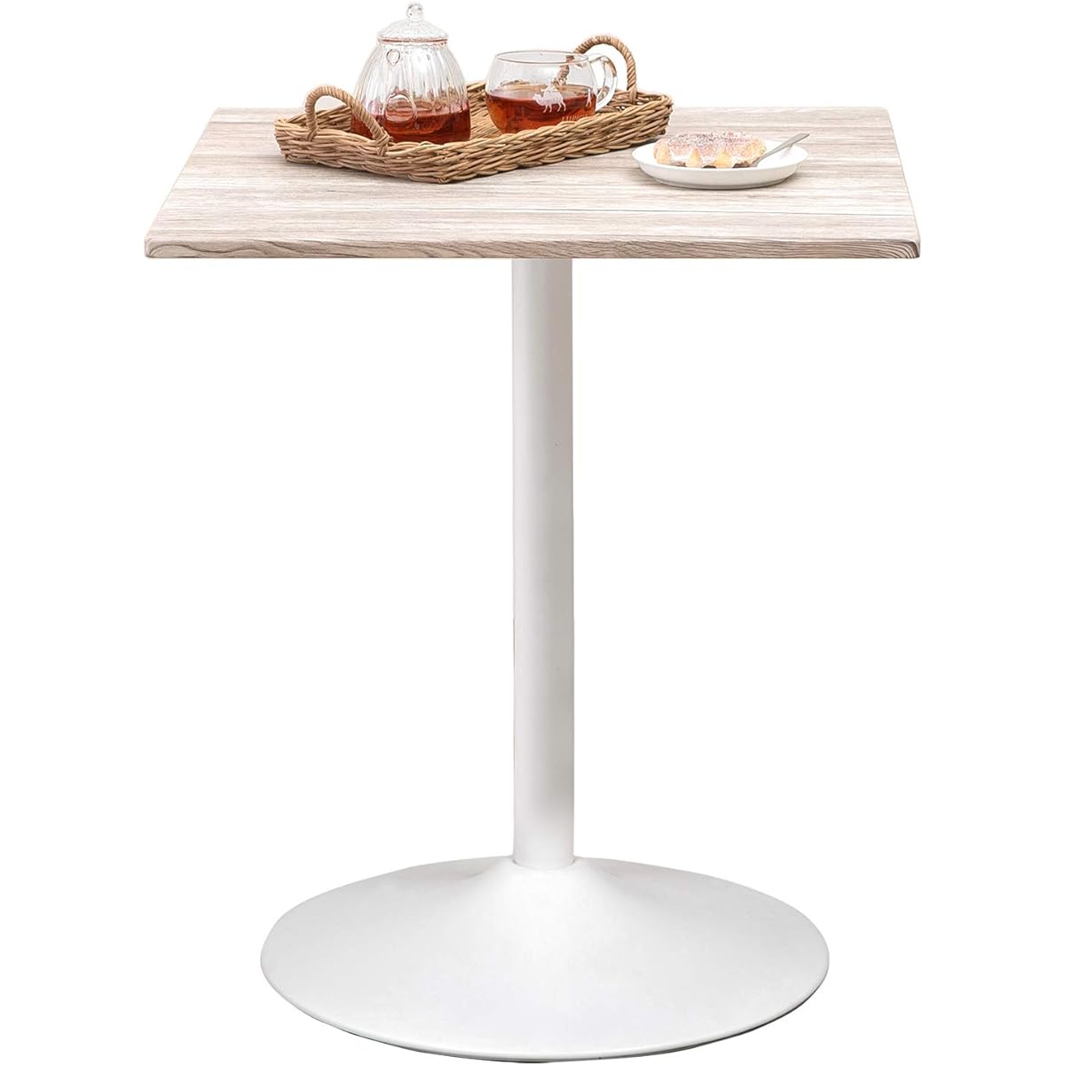 Hagihara Dining Table Cafe Table Dining Table [Wood Grain Top Board x Steel Legs] Square Square Industrial Width 60 White LT-4919WH