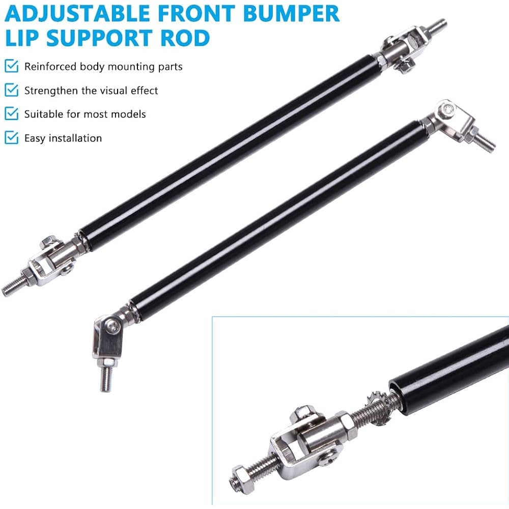 Aluminum Adjustable 8 inch-11 inch Black Frontoria Bumper Lip Lip Sputter Diffusor Strad Rod Most Fit Most models