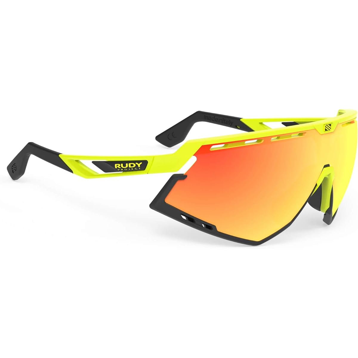 RUDYPROJECT Sports Sunglasses Defender Yellow Fluo Gloss Frame/Bumper Black Multi Laser Orange Lens SP524076-0000