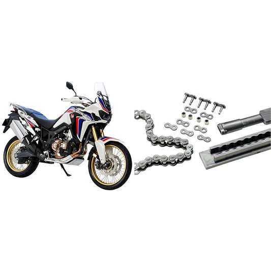 Tamiya 1/6 Motorcycle Series No.42 Honda CRF1000L Africa Twin Plastic Model 16042 & Detail Up Parts Series No.74 1/6 Motorcycle Assembly Type Chain Set Plastic Model Parts 12674 [Set Purchase]