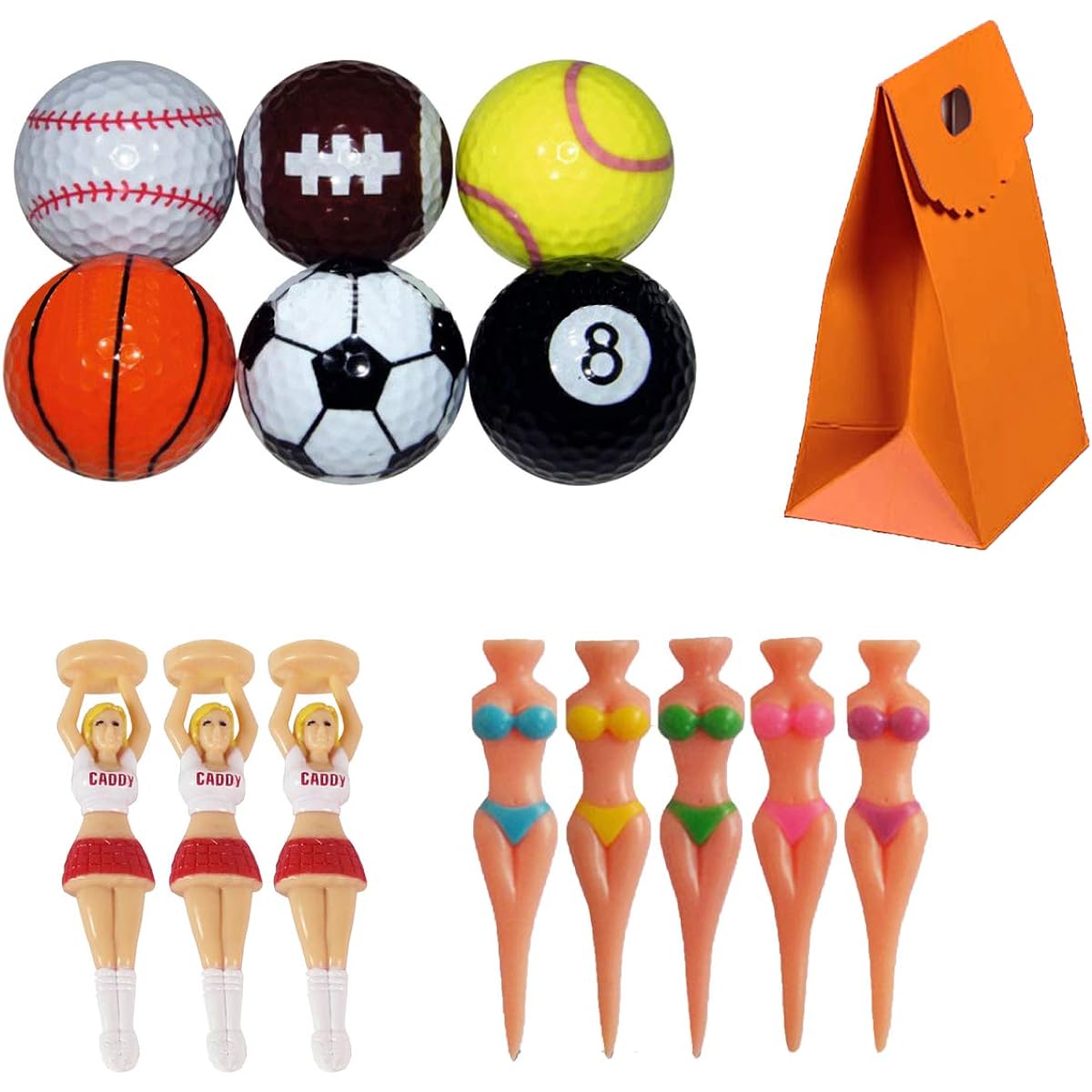 HAMILO Golf Ball Tee Caddy Swimsuit Competition Prize Interesting Goods Golf Equipment Set of 3