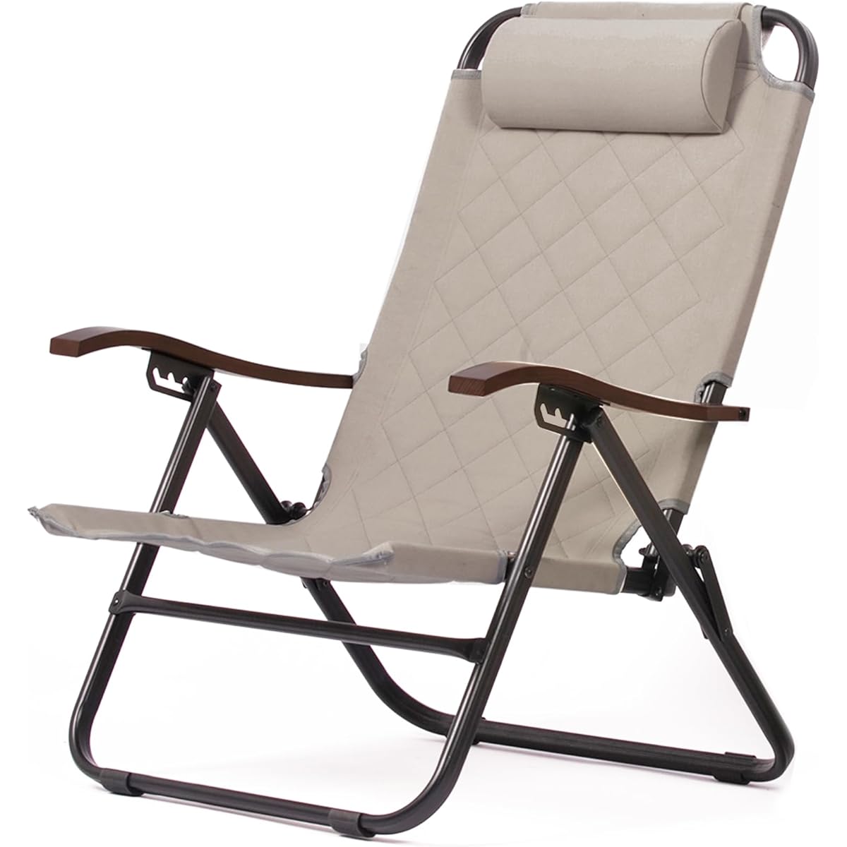 RcrCamp Reclining Low Chair with Storage Bag Smoke Ivory Reclining Low Chair 4 Levels Quilt Flame Retardant Aluminum Reclining Chair Relaxing Chair High Back Chair Low Chair Camping Chair Outdoor Chair Cotton Rover Chair Camping