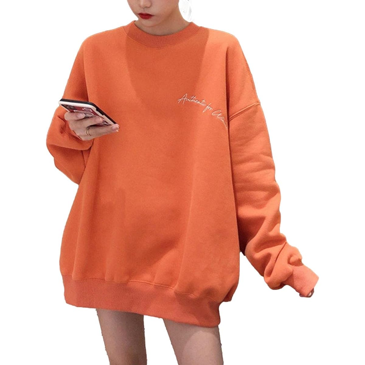 [SLOW & MELLOW] Sweatshirt Oversized Big Silhouette Loose One Point Logo Simple Korean Style 4 Colors