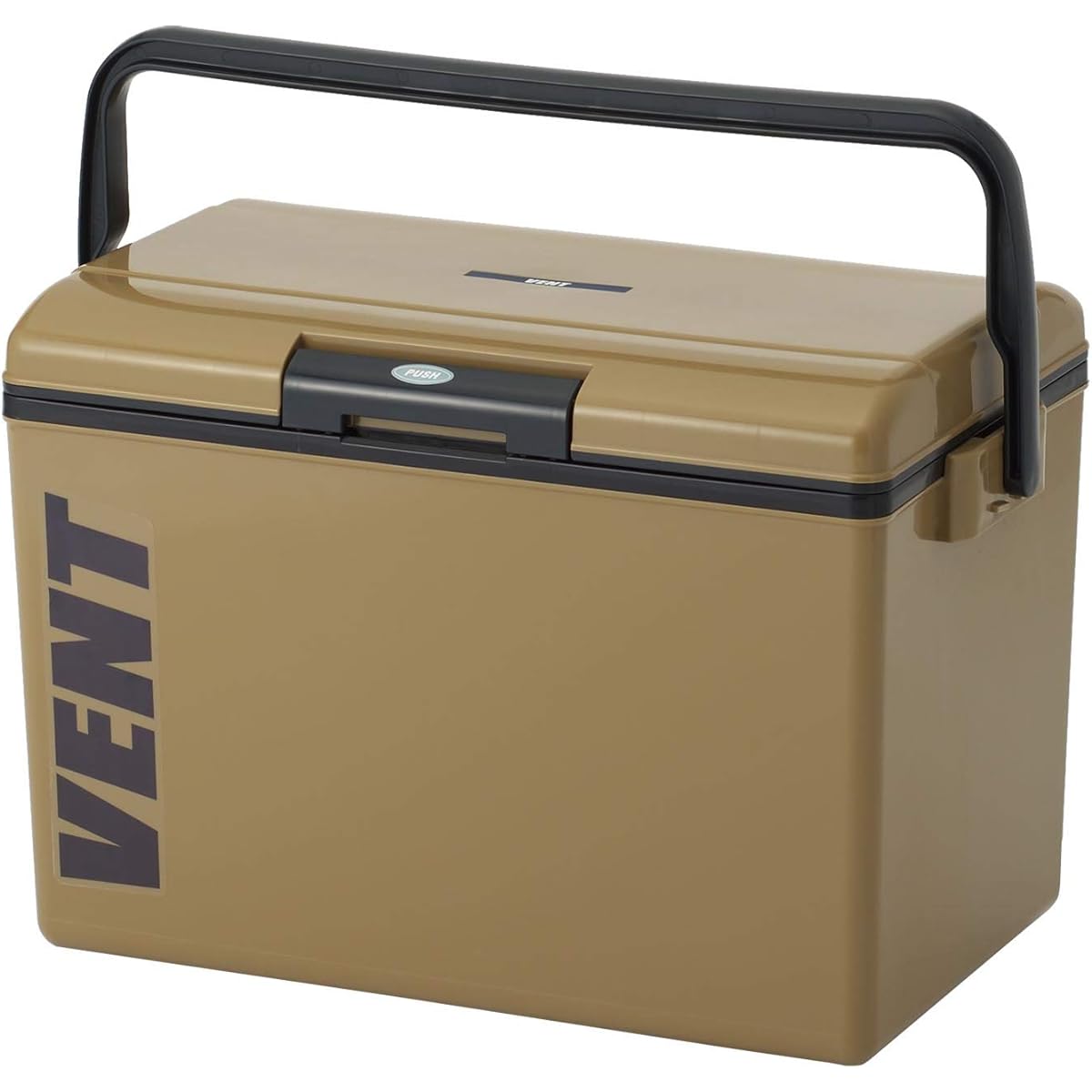 Sanka Bansereno Cooler box that can be opened and closed with one push, German khaki (glossy), 24.5L, easy to clean with removable lid, made in Japan, fishing cooler, fishing, camping (width 48 x depth 30 x height 32 cm) VES-#25KA