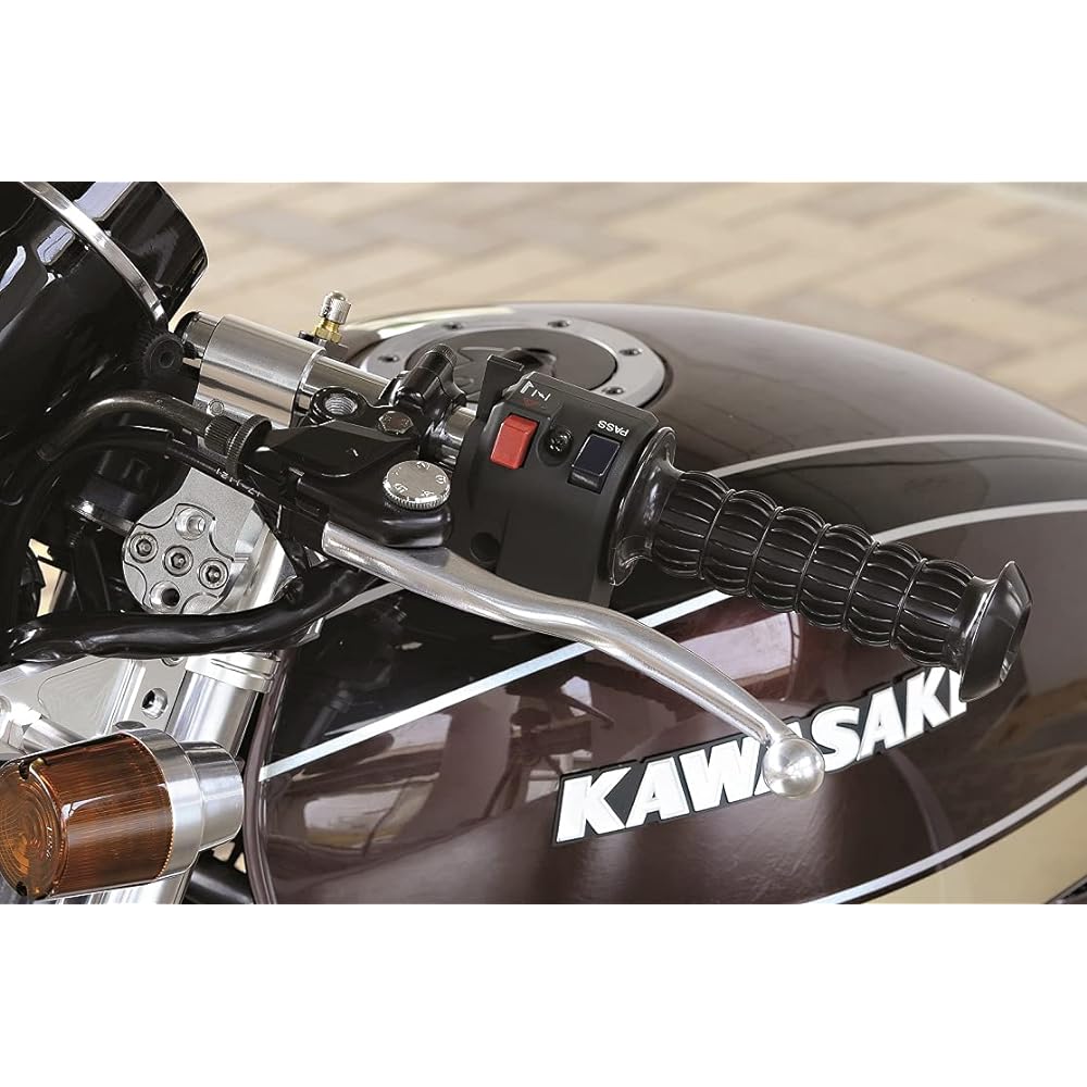 POSH Motorcycle Grip Z2 Type Classical Grip for 22.2mm Handlebar, Non-Penetrating Type Black 010572-BK-10