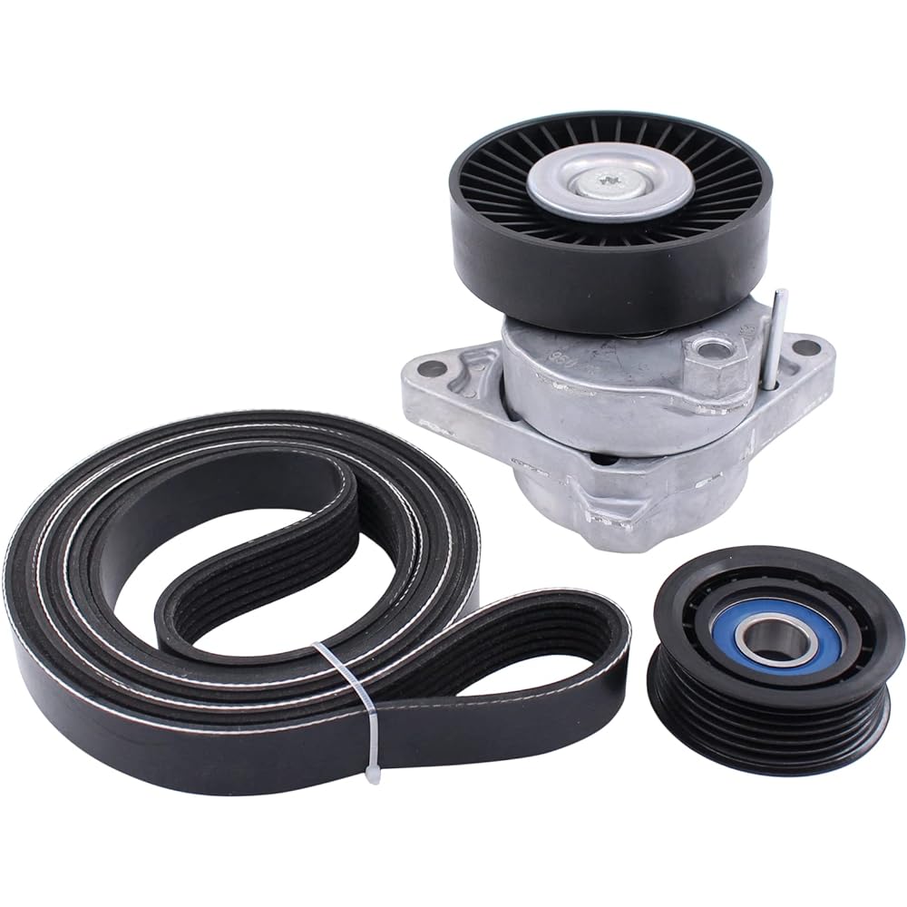 XtremeAmazing Belt Tensioner and Idler Pulley Drive Belt Assembly Kit for M-ercedes C240 E320 E430 E500 CLK320 CL55 S350