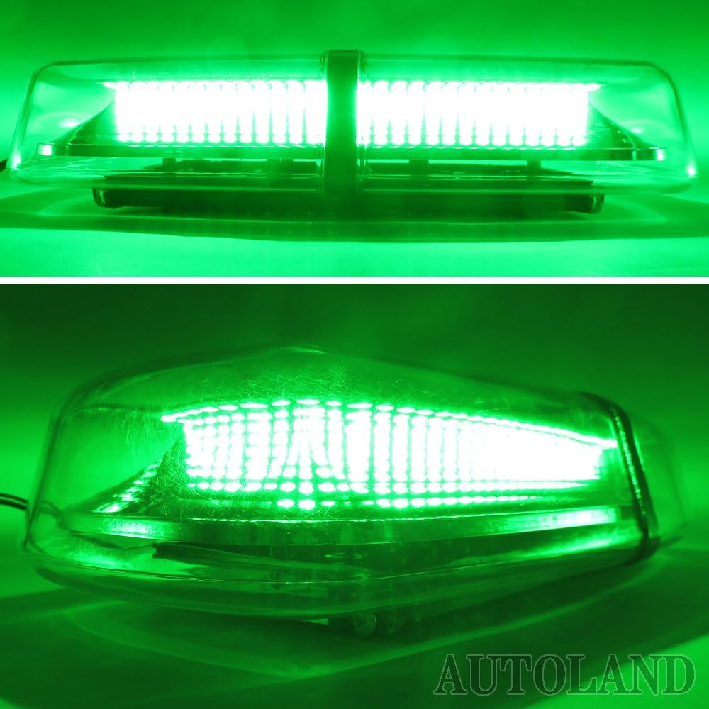 ALTEED LED Rotating Lamp, Green, High Brightness SMD5730 x 72 Routes, Reflective Mirror Body, Multiple Luminescent Visual Flashlight, 12 V 24 V, For Road Transportation Induction Vehicles