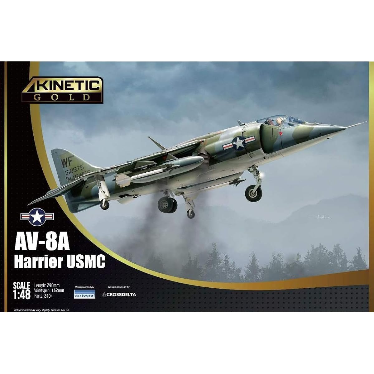 Kinetic 1/48 US Marine Corps AV-8A Harrier Plastic Model KNE48072