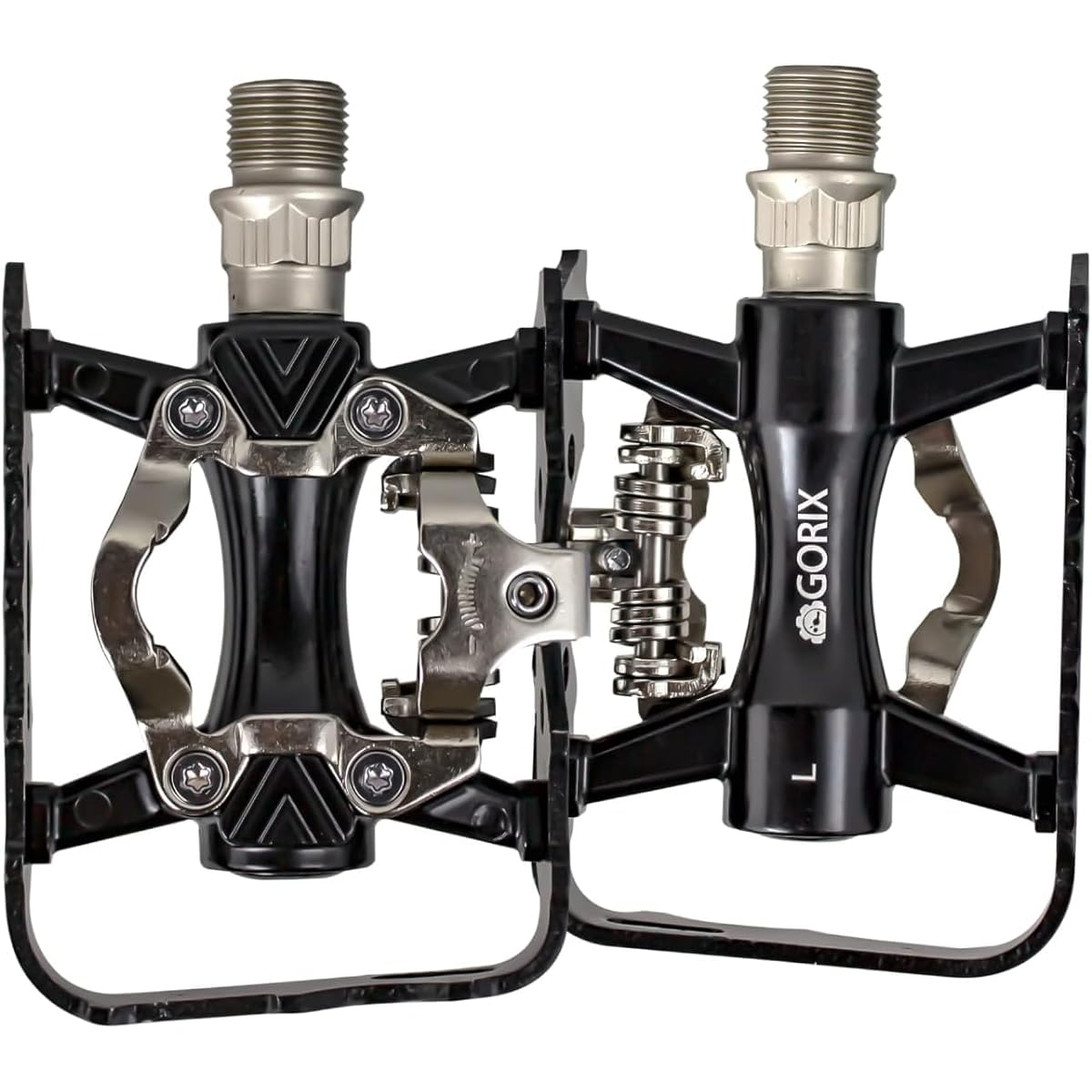 GORIX Binding Pedal, Single Side, Flat Pedal, Bicycle Pedal, Binding, Pedal with Fixed Adjustment, Lightweight, Cleat Included (GX-PMS106 Type2), Black, Road Bike, MTB, CNC Processed, High Strength, Fixed Pedal Cycle Pedal