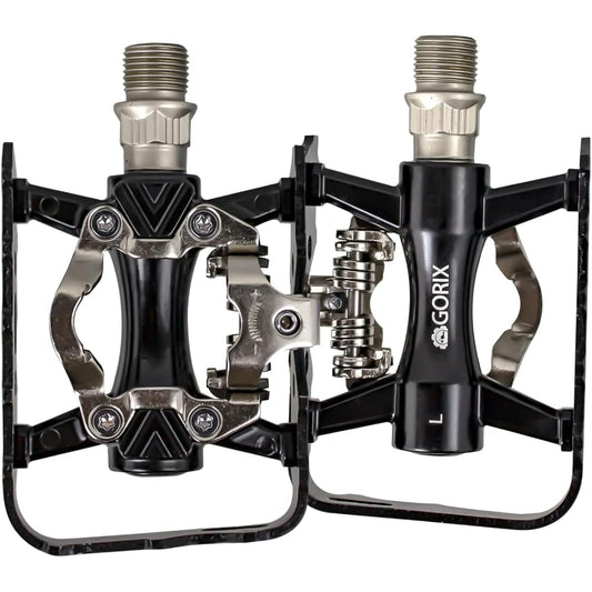GORIX Binding Pedal, Single Side, Flat Pedal, Bicycle Pedal, Binding, Pedal with Fixed Adjustment, Lightweight, Cleat Included (GX-PMS106 Type2), Black, Road Bike, MTB, CNC Processed, High Strength, Fixed Pedal Cycle Pedal